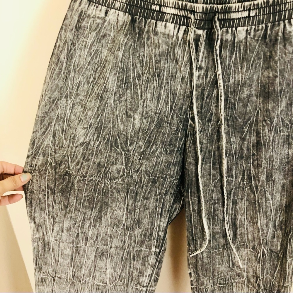 Crave Frame black acid wash flowy drawstring pants women’s size Small